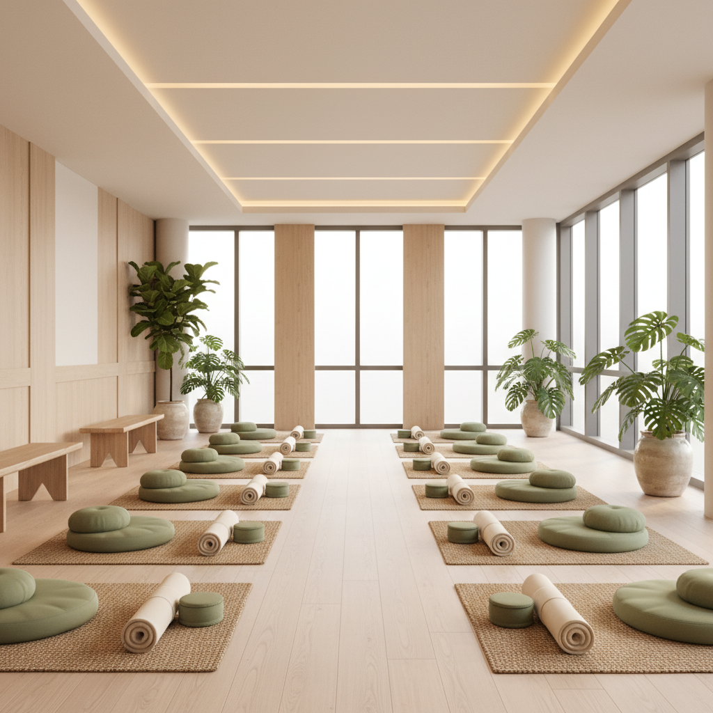 Modern meditasyon stüdyosu iç mekanı