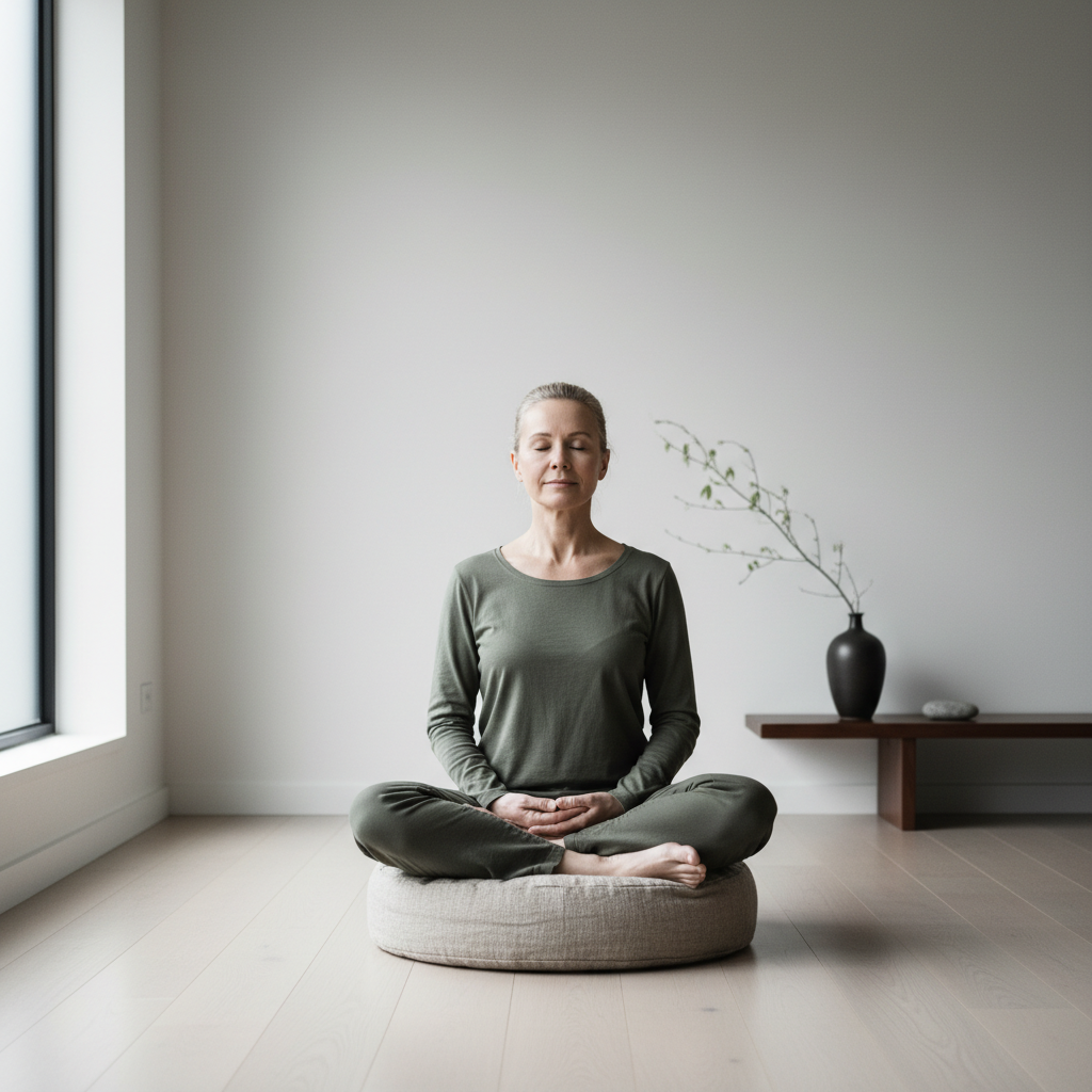 Derin meditasyon pratiği yapan deneyimli uygulayıcı